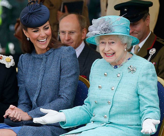 kate middleton and the queen laughing