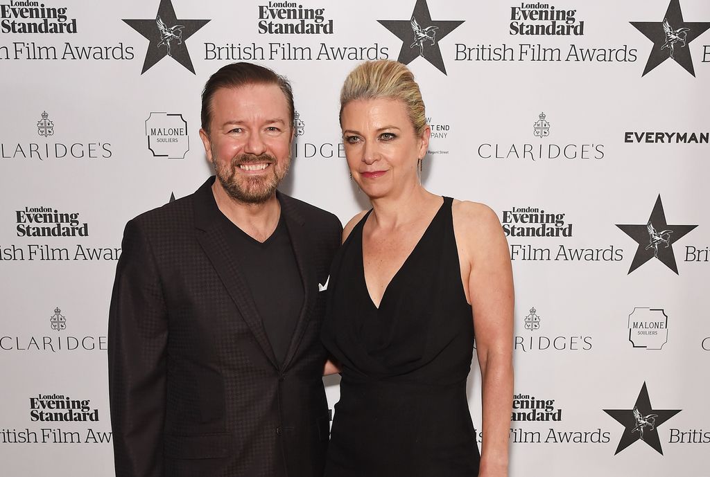 Ricky Gervais standing with Jane Fallon