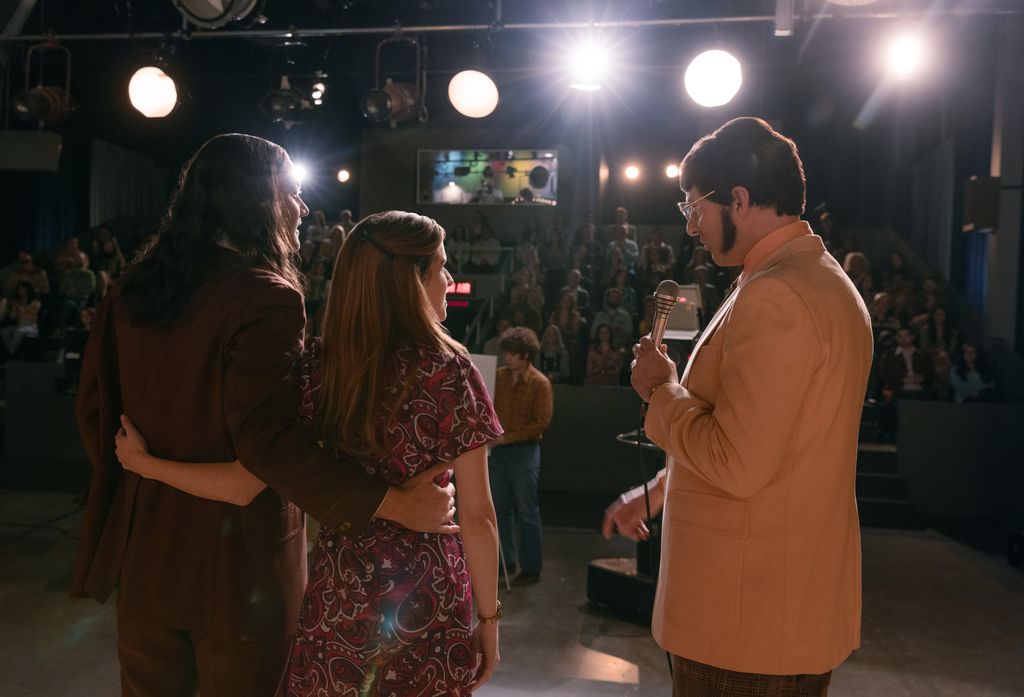 Daniel Zovatto as Rodney, Anna Kendrick as Sheryl and Tony Hale as Ed in Woman of the Hour