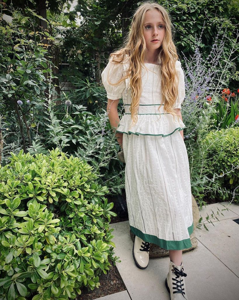 Georgia Tennant's daughter Olive in their garden