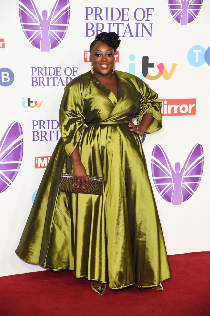 Judi Love arrives at the Pride Of Britain Awards 2023 at Grosvenor House on October 08, 2023 in London, England.