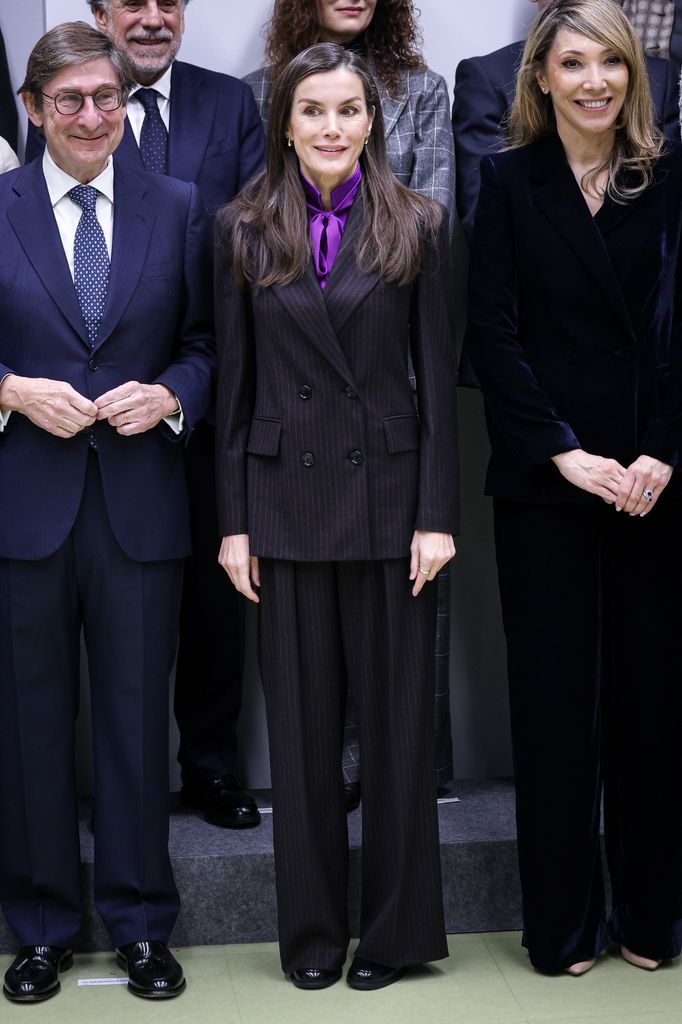Queen Letizia of Spain attends a meeting of the board of trustees of the FAD Foundation at Meta headquarters on December 16, 2025 in Madrid, Spain