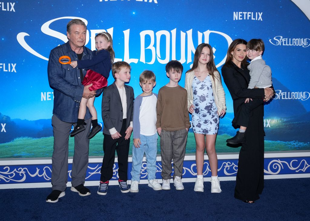 alec baldwin and hilaria baldwin with six of seven kids at spellbound nyc premiere