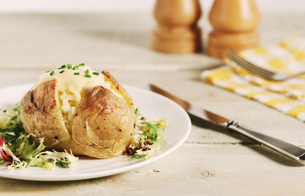 The TV star's ultimate comfort food is a jacket potato - the cheesier, the better