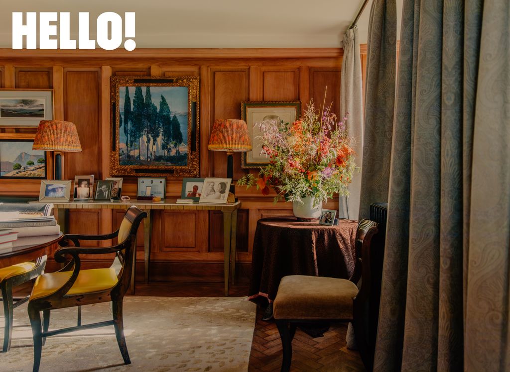 A wooden framed dining room