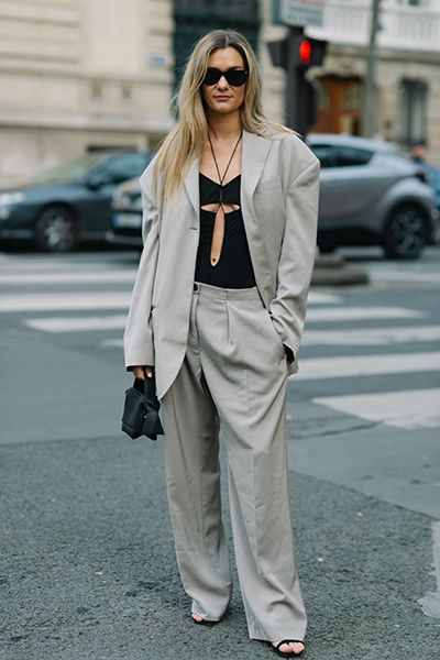 minimalist outfit neutral suit