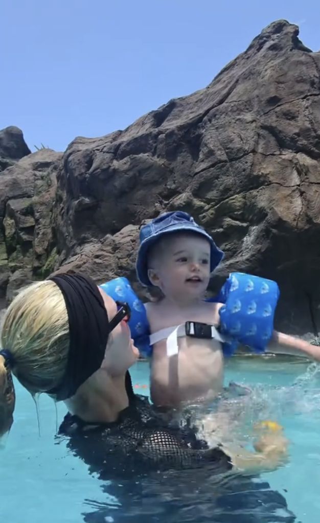 Paris Hilton swimming with her son Phoenix
