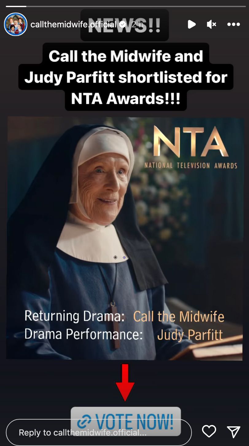 Call The Midwife reveals two NTA nominations with photo of Judy Parfitt