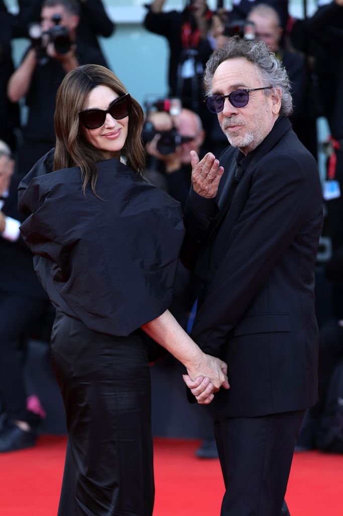 Monica Bellucci and Tim Burton attend a red carpet for "Beetlejuice Beetlejuice"