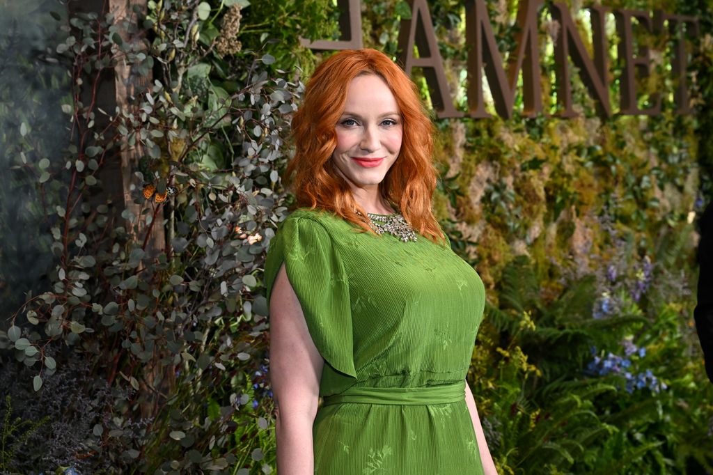 photo of christina hendricks in green dress 