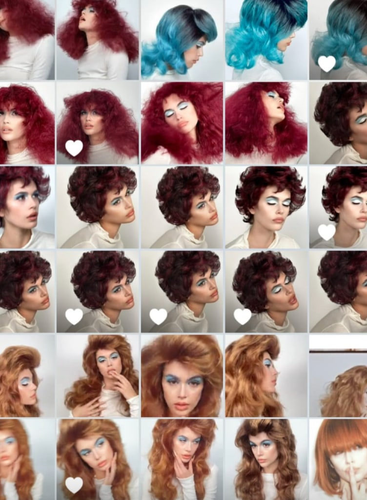 Kaia gerber sporting series of 80s-inspired beauty looks