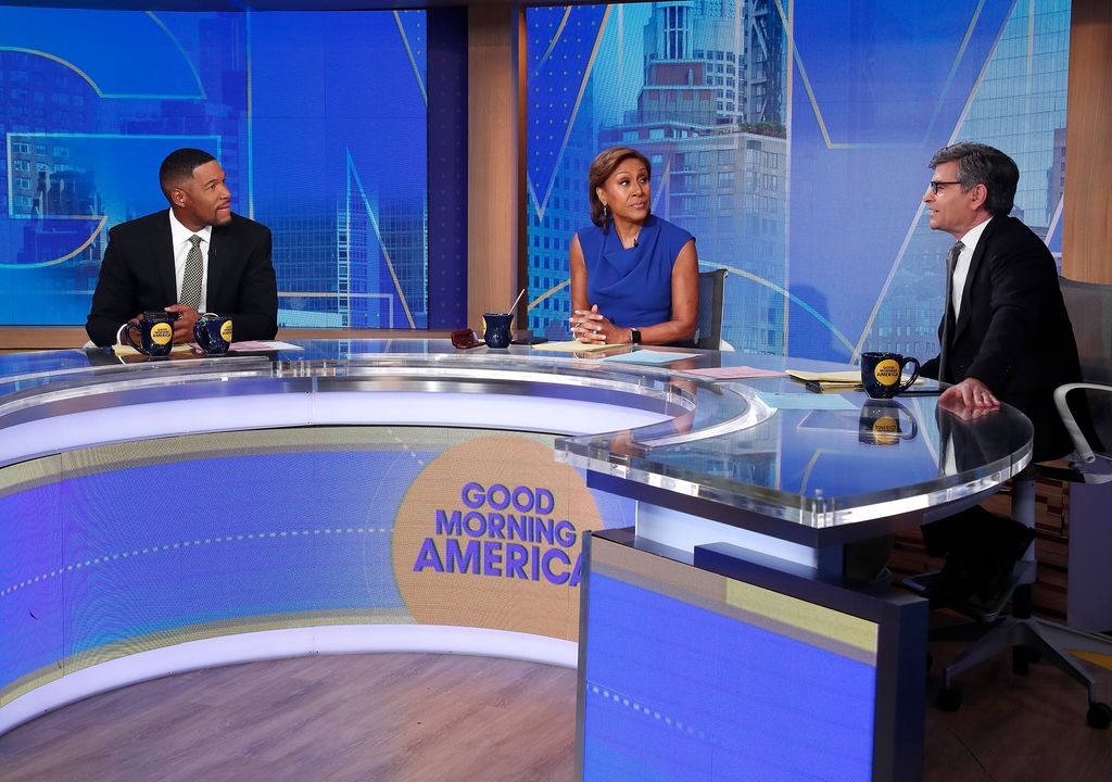 Robin Roberts with George Stephanopoulos and Michael Strahan