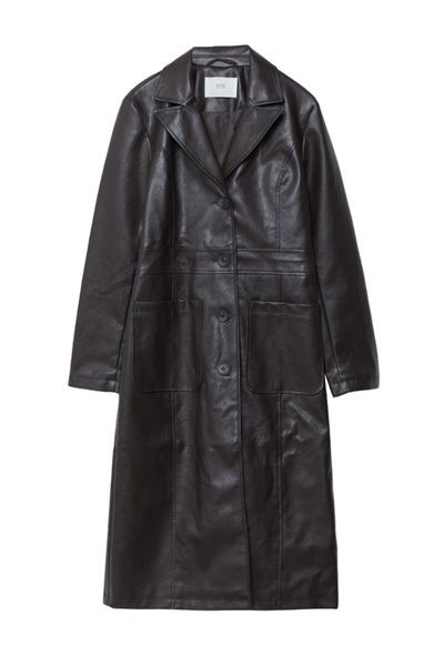 stradivarius faux leather coat