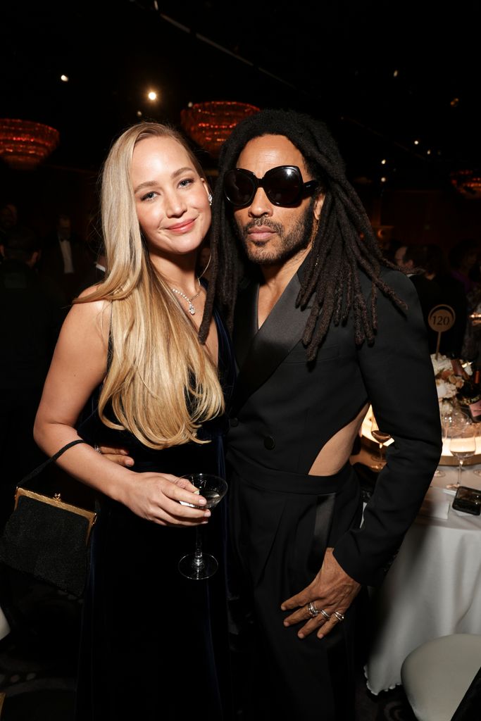 Jennifer Lawrence and Lenny Kravitz at the 81st Annual Golden Globe Awards, airing live from the Beverly Hilton in Beverly Hills, California on Sunday, January 7, 2024