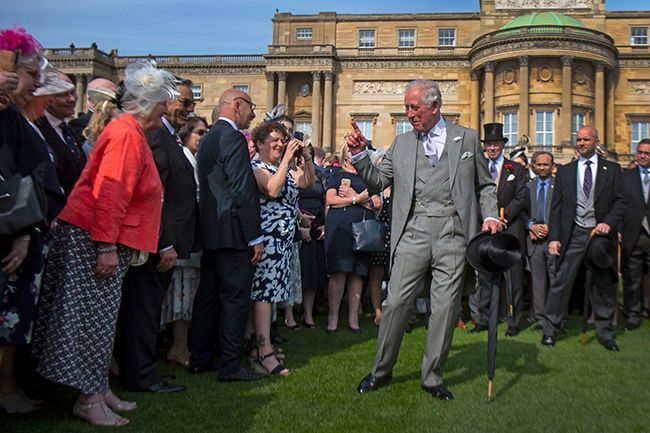 King Charles dancing at garden party