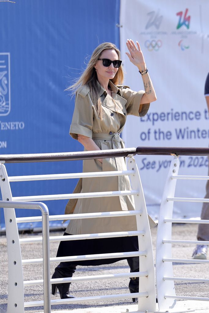 Angelina Jolie is seen arriving ahead of the 81st Venice International Film Festival 2024 on August 27, 2024 in Venice, Italy.