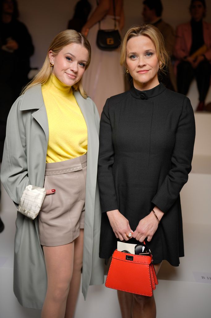 Reese Witherspoon and Ava Elizabeth Phillippe photographed at Fendi Couture Spring 2024 as part of Paris Couture Fashion Week