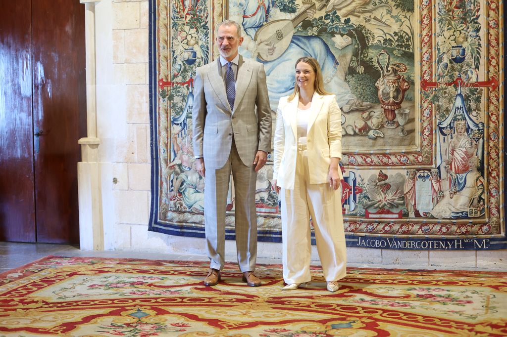 King Felipe with the President of the Balearic Islands, Marga Prohens, at the Marivent Palace