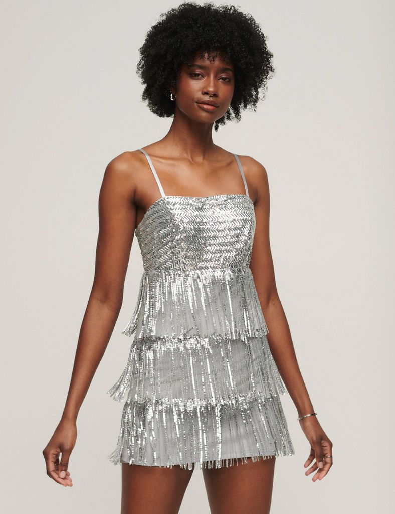 marks and spencer silver mini dress