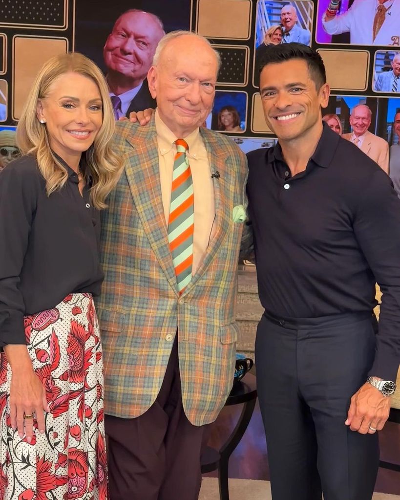 Kelly Ripa and Mark Consuelos with Art Moore on his last day with ABC