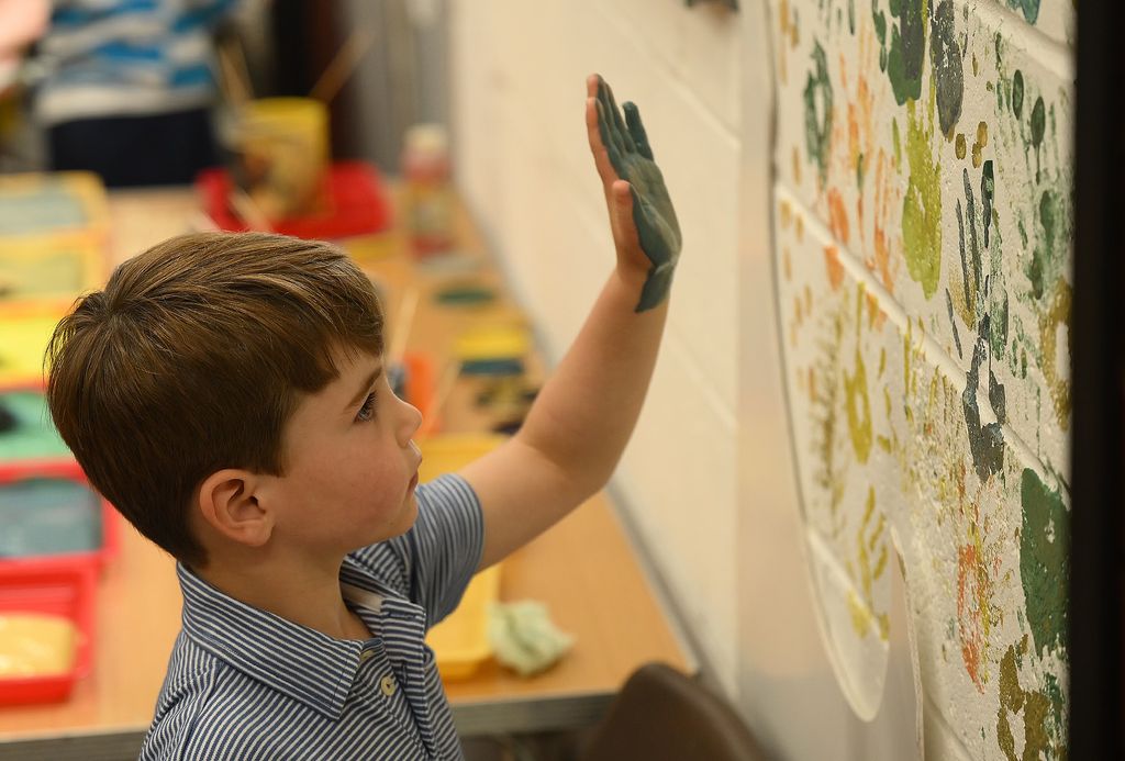 Prince Louis added his handprint to a mural