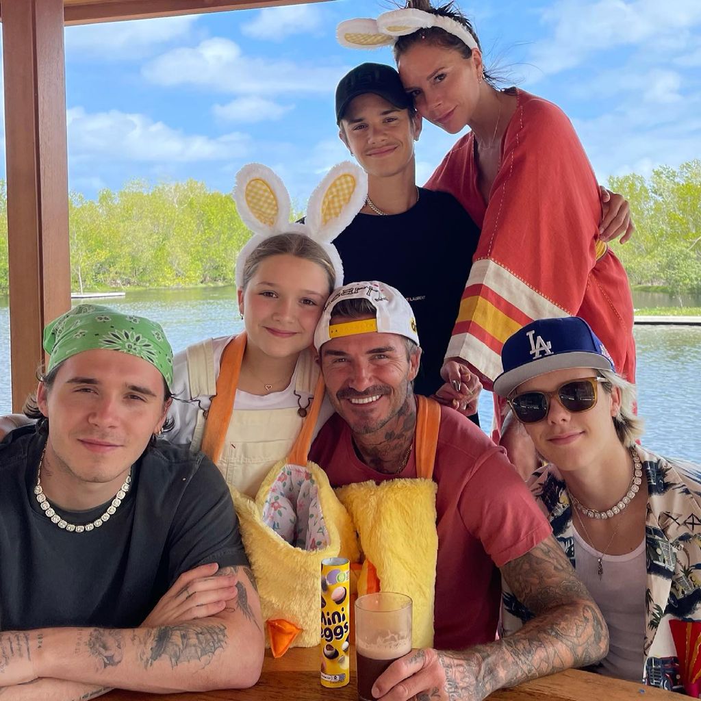 The Beckhams and their children on holiday 