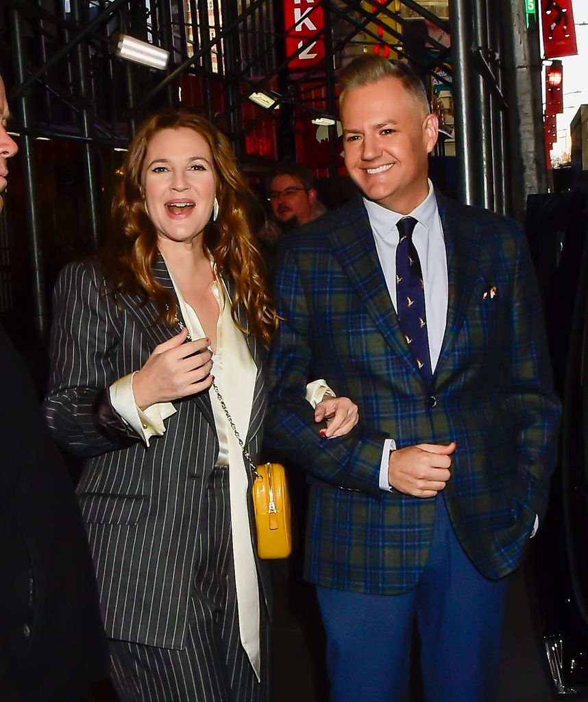NEW YORK, NEW YORK - FEBRUARY 07: Drew Barrymore and Ross Mathews are seen outside "CBS Studio" on February 07, 2023 in New York City. (Photo by Raymond Hall/GC Images)
