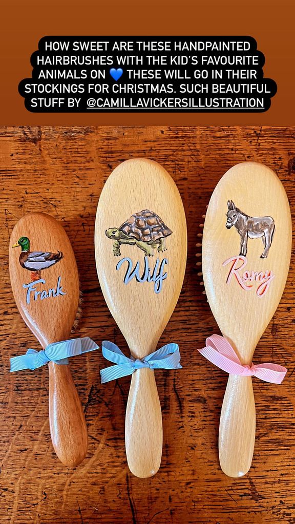 Carrie Johnson's personalised hairbrushes for her kids