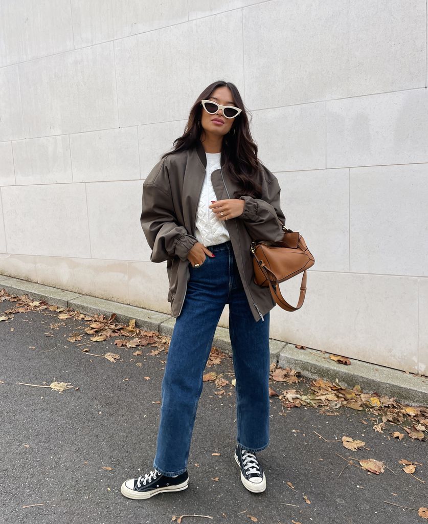 Vanessa Blair wearing the 'Way High' jeans by Everlane