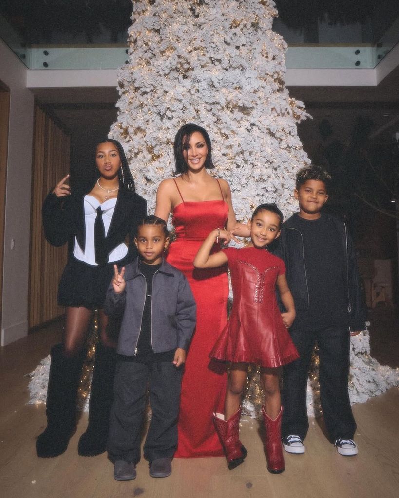 Kim showcased her four kids in the festive snaps