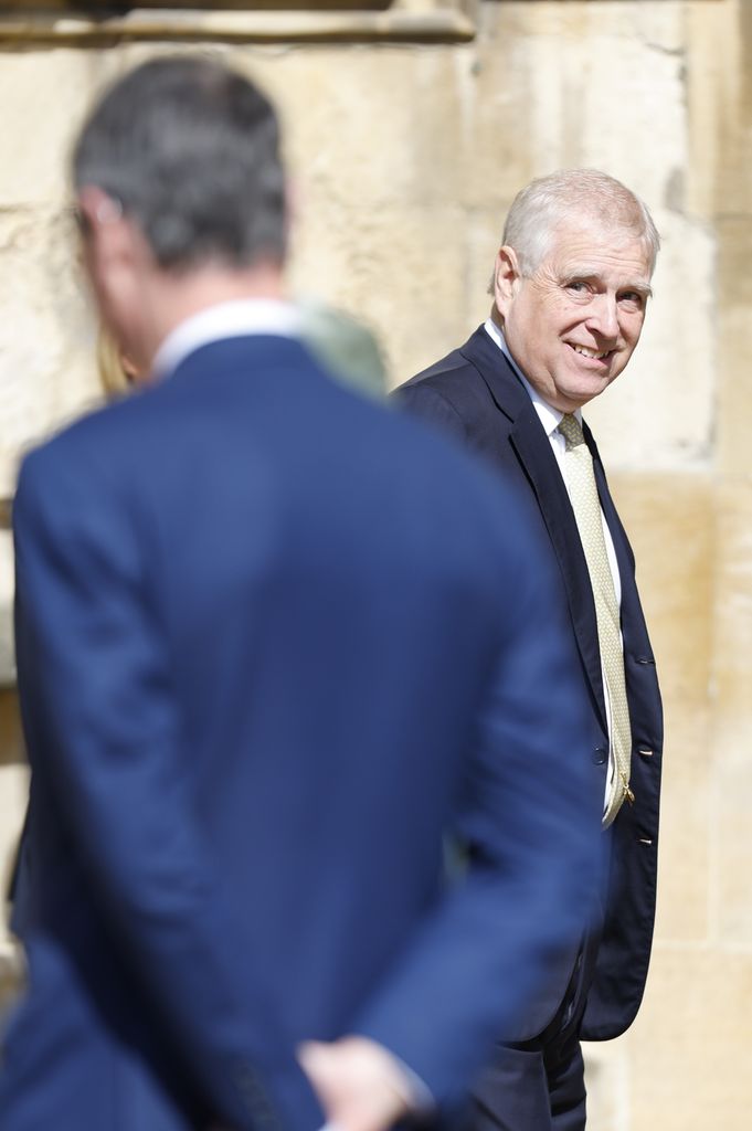 Prince Andrew arrived alongside Sarah Ferguson, his sister Princess Anne and her husband Sir Timothy Laurence