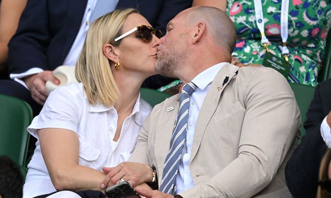 Mike and Zara Tindall kiss at Wimbledon
