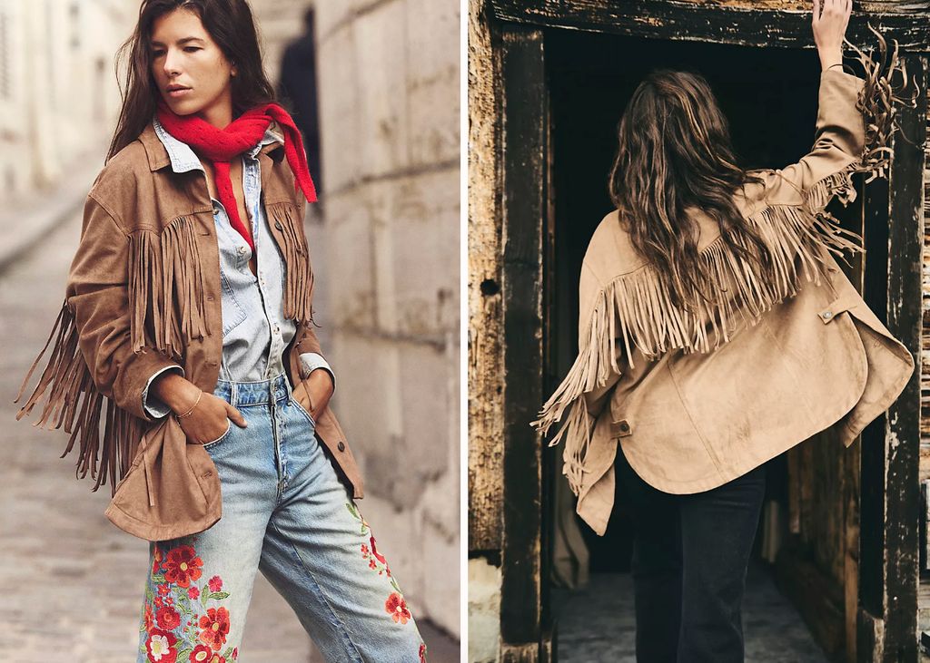 Orang bebas jaket suede terinspirasi barat