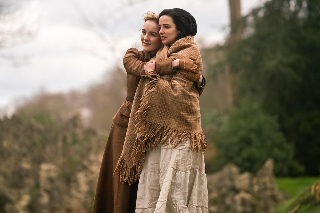 Laura Donnelly and Ann Skelly embracing in a scene from The Nevers