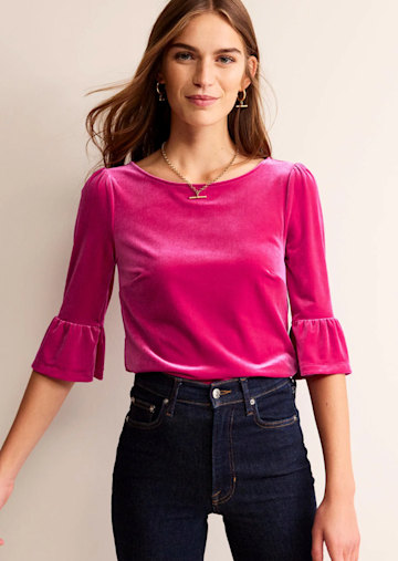 Boden pink velvet top