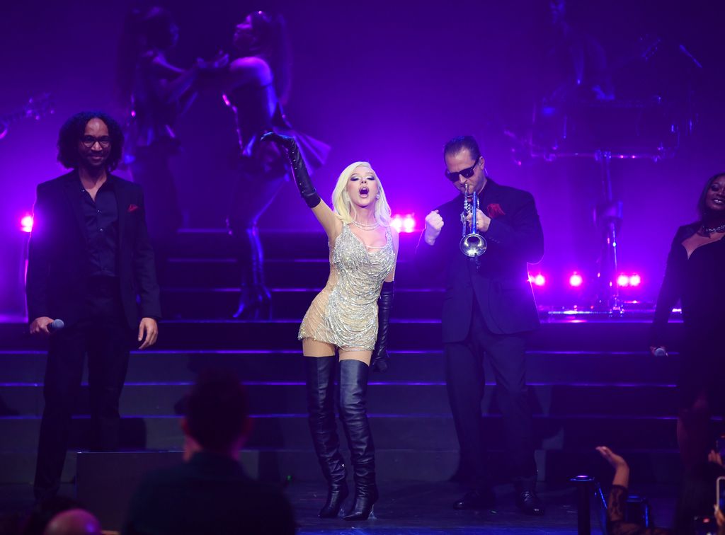 Christina Aguilera performs at her opening night show at Voltaire at the Venetian Resort Las Vegas on December 30, 2023 in Las Vegas, Nevada.