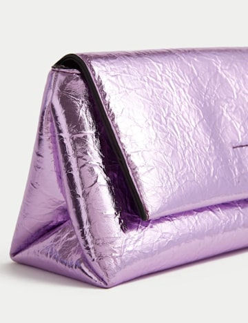 M&S PINK Metallic Clutch Bag