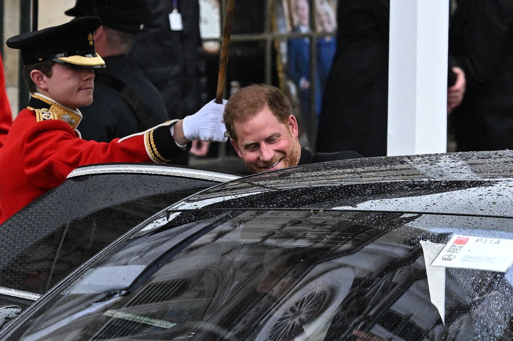 Prince Harry, Duke getting into his car following the coronation