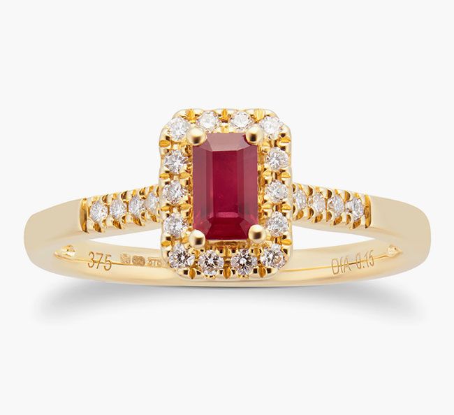 ruby halo cut ring