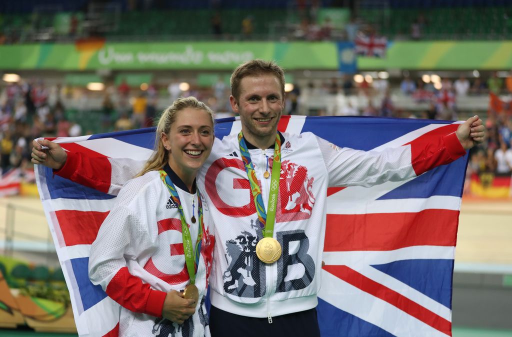 The couple celebrating with their Gold medals at the Rio 2016 Olympics