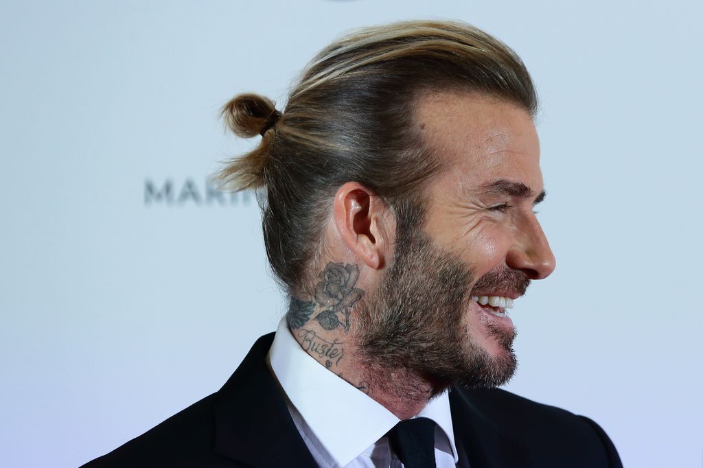 David Beckham man bun