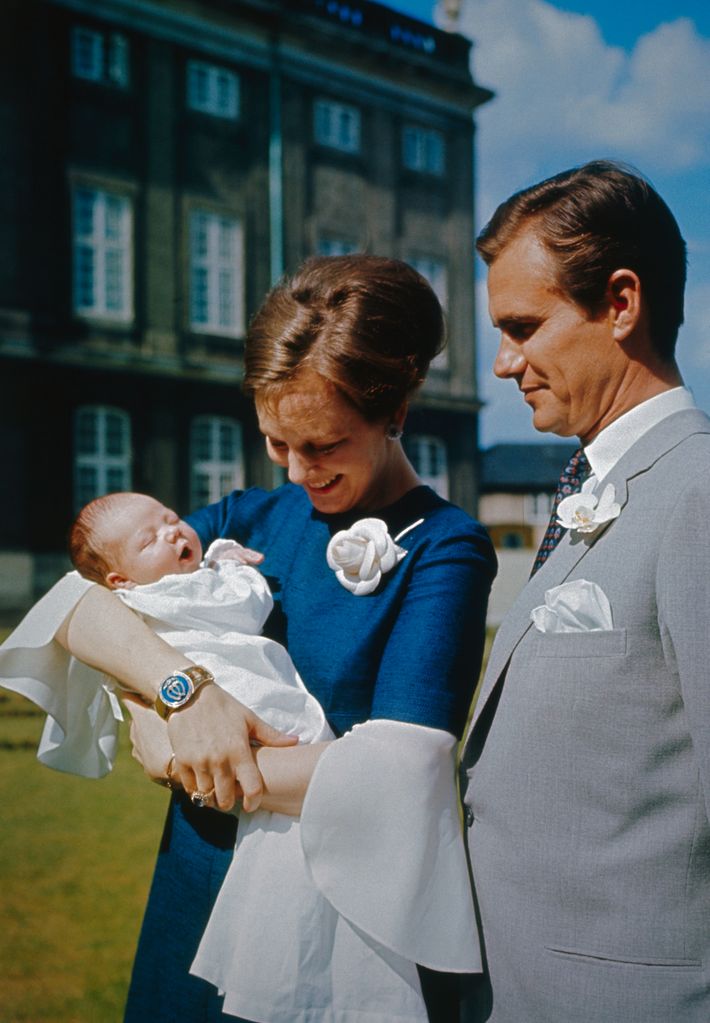 Margrethe and Henri with baby Crown Prince Frederik in 1968