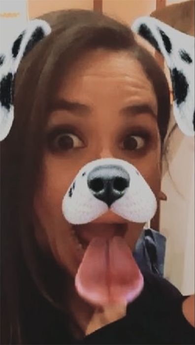 Meghan Markle pictured with a snapchat filter of her with dog ears