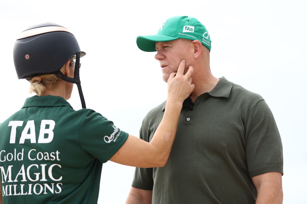 GOLD COAST, AUSTRALIA - JANUARY 13: Magic Millions ambassador Zara Tindall and Mike Tindall take part in the Magic Millions barrier draw at Broadbeach on January 13, 2026 in Gold Coast, Australia. (Photo by Chris Hyde/Getty Images)