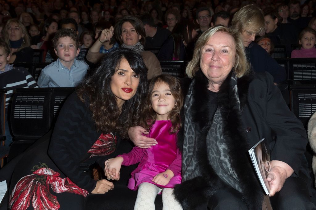Salma Hayek, Valentina Paloma Pinault and Maryvonne Pinault attend the Don Quichotte Ballet at Opera Bastille on December 09, 2012 in Paris, France