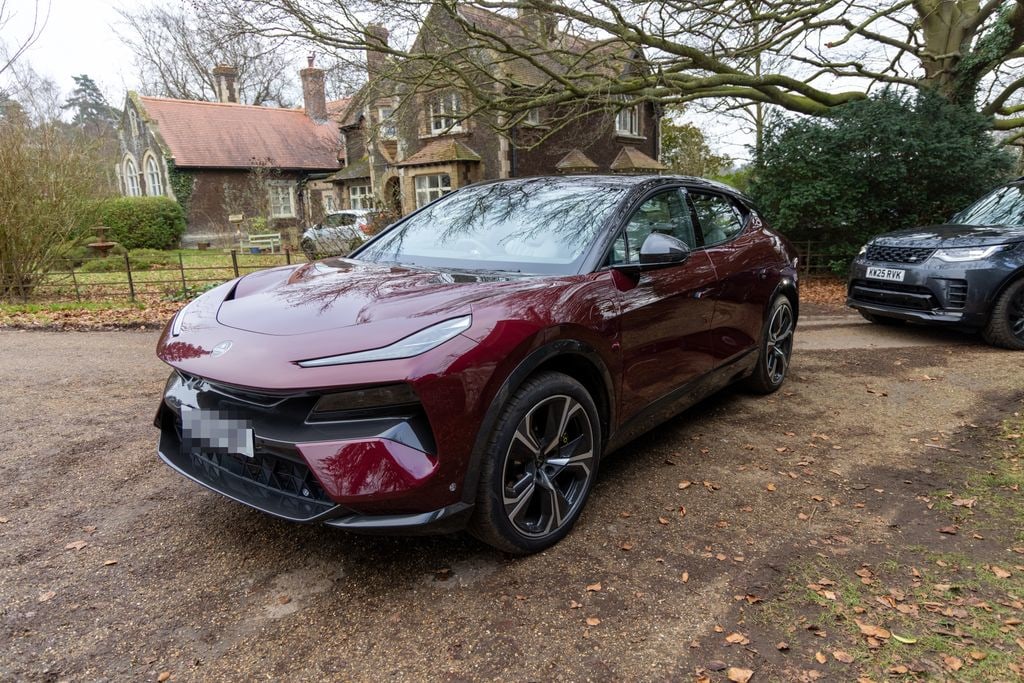 King Charles's new Lotus car outside church in Norfolk