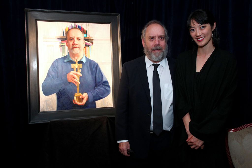 NEW YORK, NEW YORK - OCTOBER 24: Paul Giamatti and Clara Wong attend the unveiling of Paul Giamatti Fundraiser for the Denali Foundation at the Yale Club on October 24, 2019 in New York City. (Photo by Astrid Stawiarz/Getty Images for The Denali Foundation )