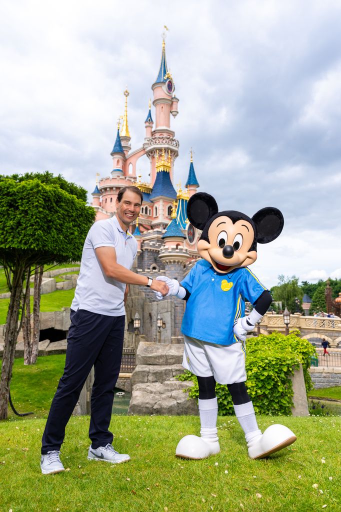 Rafael Nadal with Mickey Mouse at Disneyland