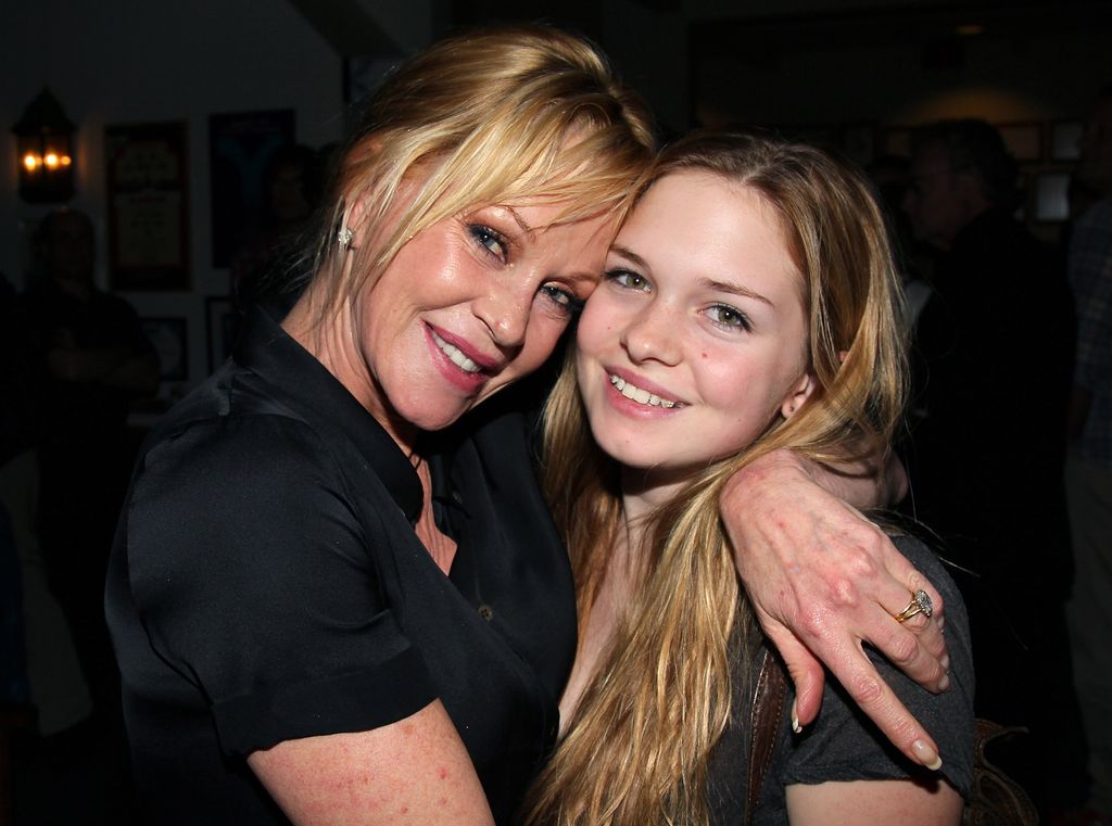 Melanie Griffith and daughter Stella Banderas pose at the opening night of "No Way Around But Through" at the Falcon Theatre on June 3, 2012 in Burbank, California