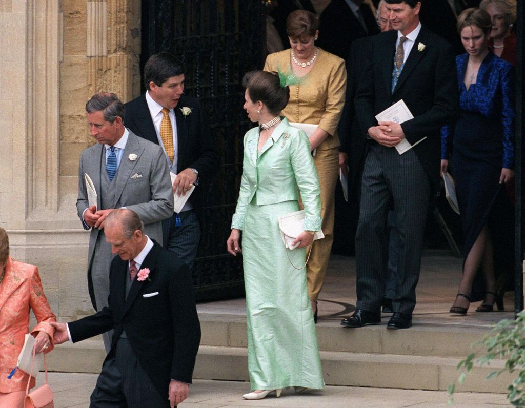Princess Anne in a green dress at Prince Edward's wedding